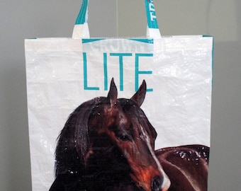 Up Cycled Triple Crown Lite Horse Grain Bag Tote / Repurposed Horse Grain Sack / Grocery Tote Bag / Recycled Feed Bag