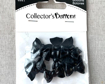 4441 Bow Ribbon - Collectors Buttons - 1 Hole Shank Button - - Black