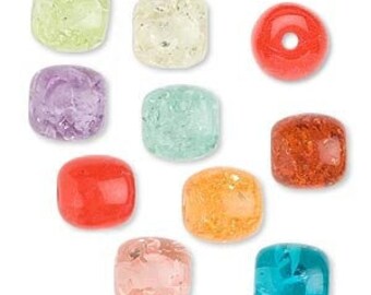 Bead mix crackle acrylic - assorted colors - 12mm round - Pack of 100.