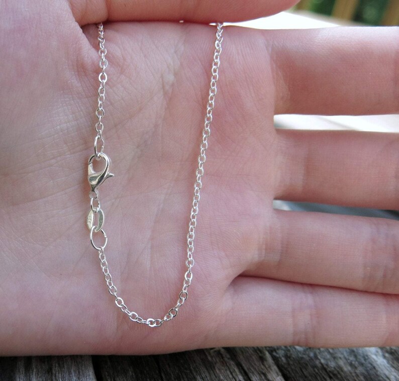 May include: A silver chain necklace with a lobster clasp.