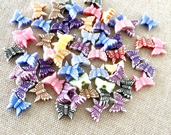 Butterfly Beads - Acrylic - 9mm x 7mm - Assorted Colors - Package of 60 Beads