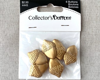 4445 Gold Acorn - Collectors Buttons - 1 Hole Shank Button - - Gold