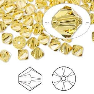 5mm Light Topaz Austrian Bicone Crystals - Light Topaz Yellow - Pack of 100