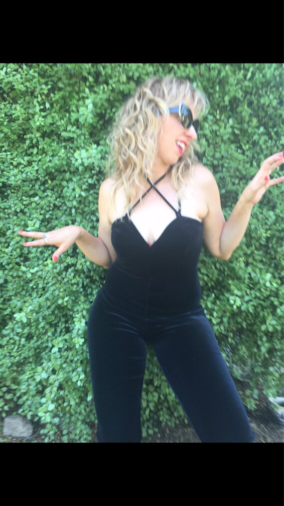 Vintage Black Velvet Catsuit