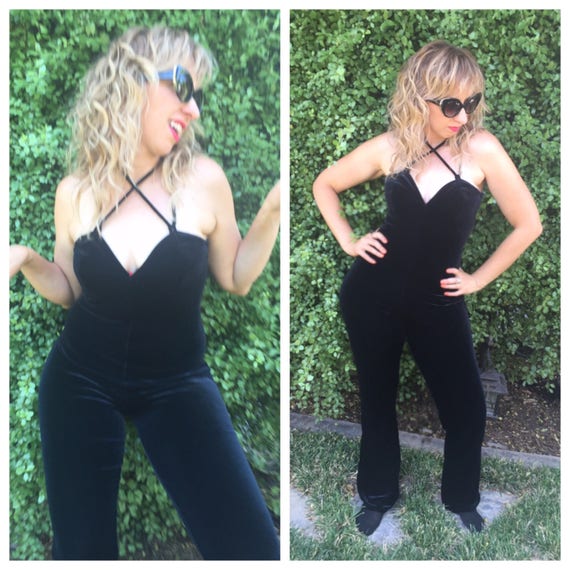 Vintage Black Velvet Catsuit