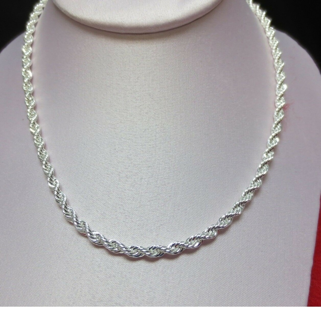 4MM Silver Plated Rope Chain Etsy