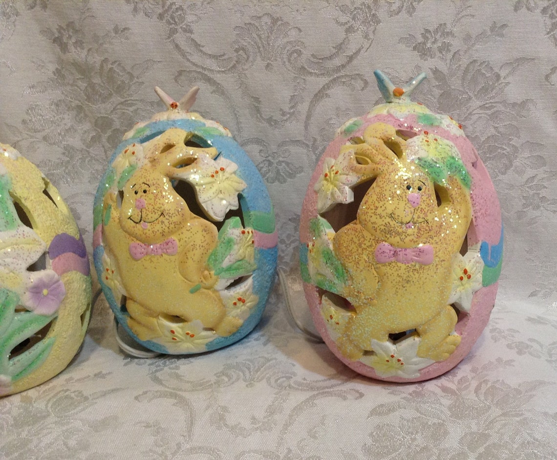 Set of 3 Light Up Easter Eggs Pink Yellow & Blue Eggs with Etsy