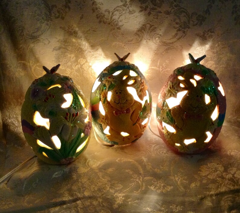 Set of 3 Light up Easter Eggs Pink Yellow & Blue Eggs With Etsy