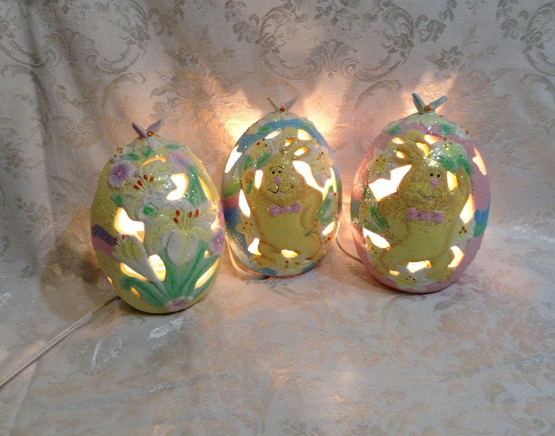 Set of 3 Light Up Easter Eggs Pink Yellow & Blue Eggs with Etsy