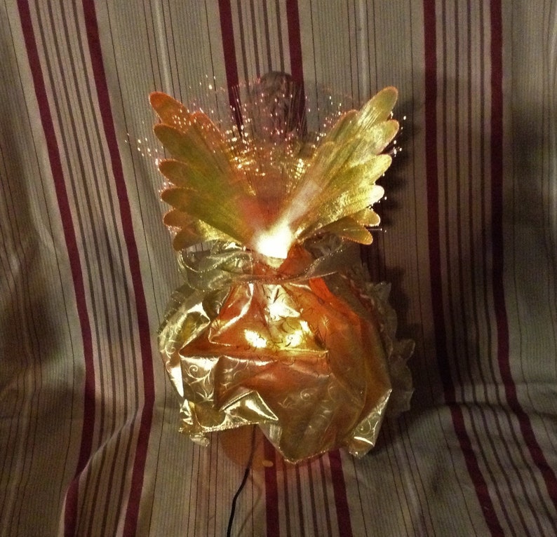 Large 16 Fiber Optic Angel Tree Topper With Box Wings Etsy