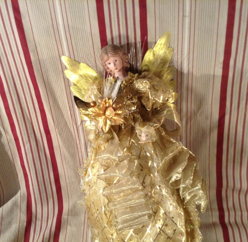 Large 16 Fiber Optic Angel Tree Topper With Box Wings Etsy