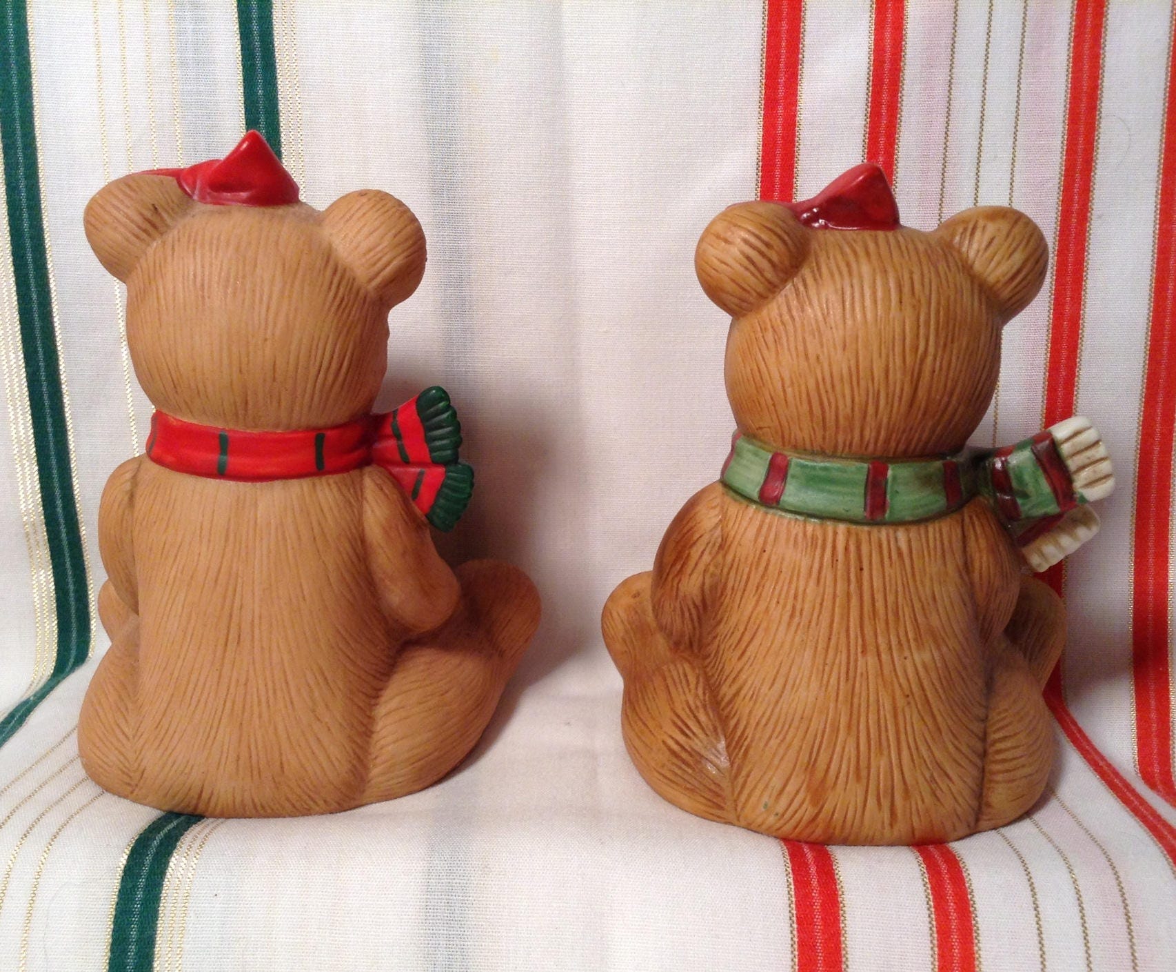 Set of 2 HOMCO Christmas Girl Teddy Bear Figurines 5251 & 5104 Etsy