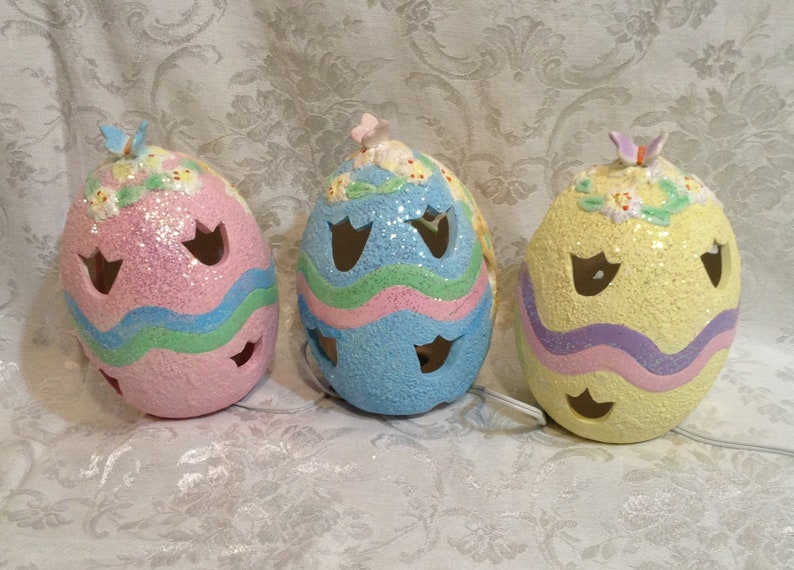 Set of 3 Light up Easter Eggs Pink Yellow & Blue Eggs With Etsy