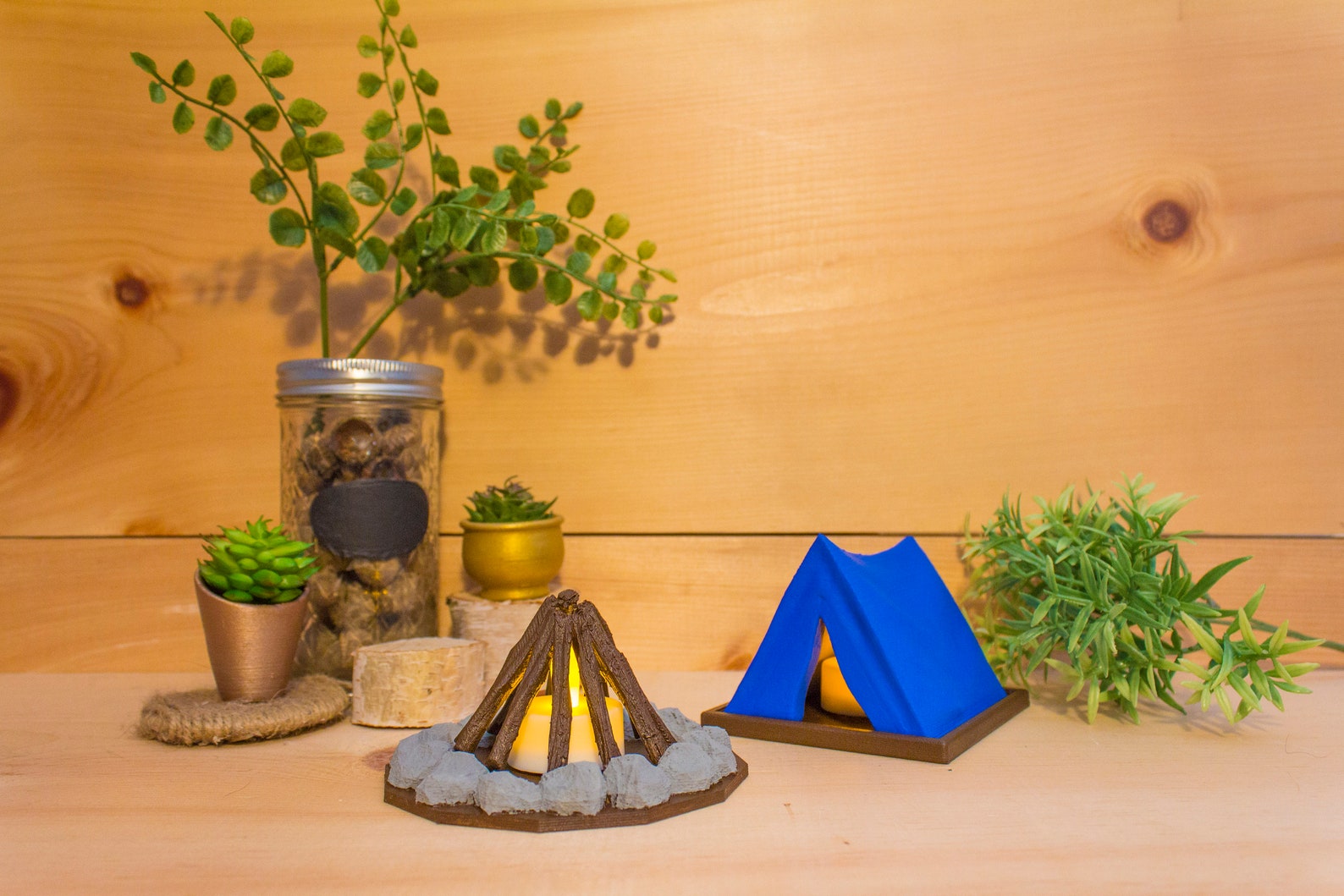 Camp Fire Candle Holder Camping Gift Centerpiece For Her Etsy