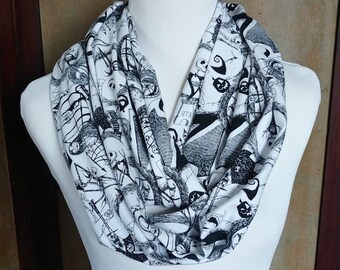 Halloween Women/'s Glow in the Dark Skeleton Infinity Scarf New