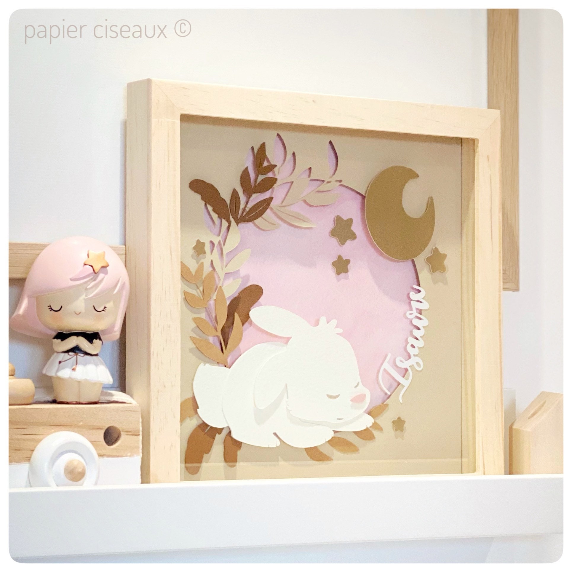 Cadre Lapin Au Clair de Lune