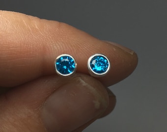 Blue topaz studs