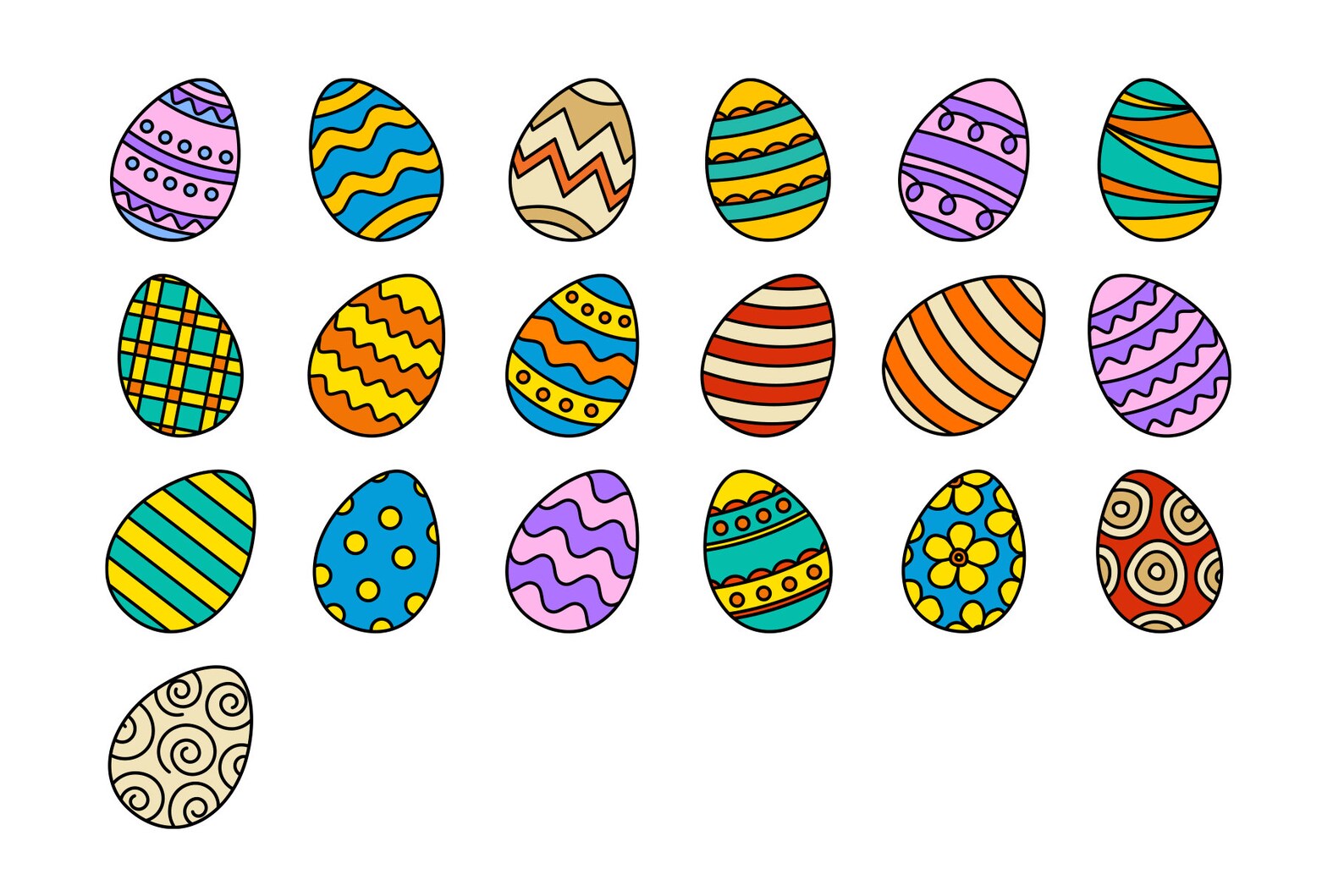 Easter Eggs Set Doodle Style easter doodle clipart easter Etsy