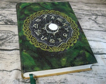 Zodiac Journal, Green Celtic Blank Book of Shadows, A5 BOS, Grimoire
