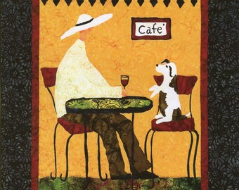 Vino Quilt Wall Hanging Pattern Debi Hubbs Bigfork Bay Cotton Co Cafe Dog Wine