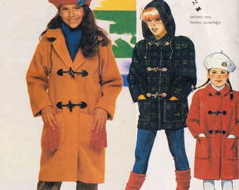 1980s Uncut FF McCall's 2786 Girls' Unlined Toggle Coat And Detachable Hood - Size 10 Girl - Vintage Sewing Pattern