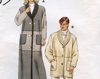 Kwik Sew 2825 Unlined Fleece Shawl Collar Jacket In Two Lengths Sz XS-XL Uncut Y2K