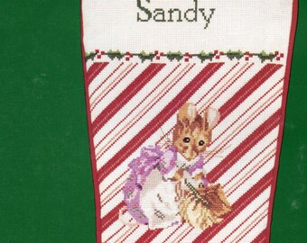 Beatrix Potter Hunca Munca Stocking Cross Stitch Pattern Green Apple Christmas