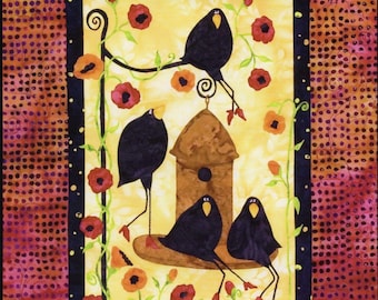 Out To Lunch Quilt Wall Hanging Pattern Bigfork Bay Debi Hubbs Crows Birdhouse
