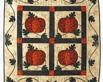 Pumpkin Garden Applique Wall Quilt Pattern Mission Lake Designs 36 x 36