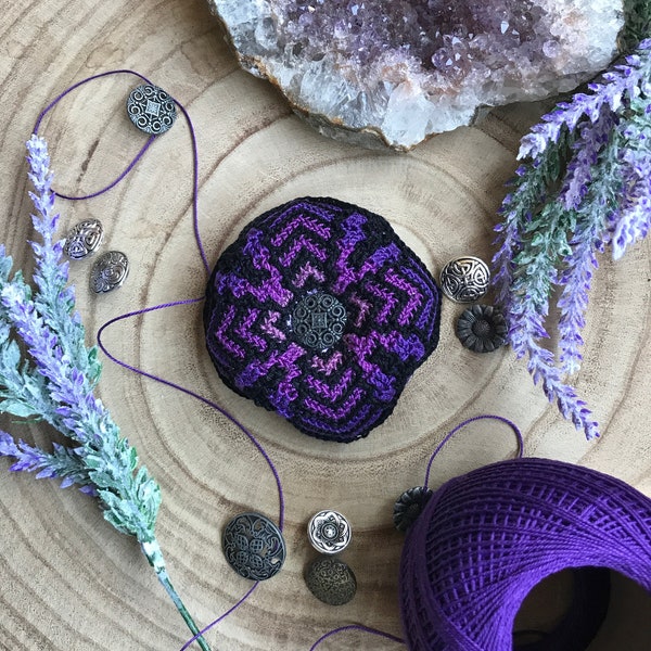 Crocheted Biscornu - Deep Amethyst