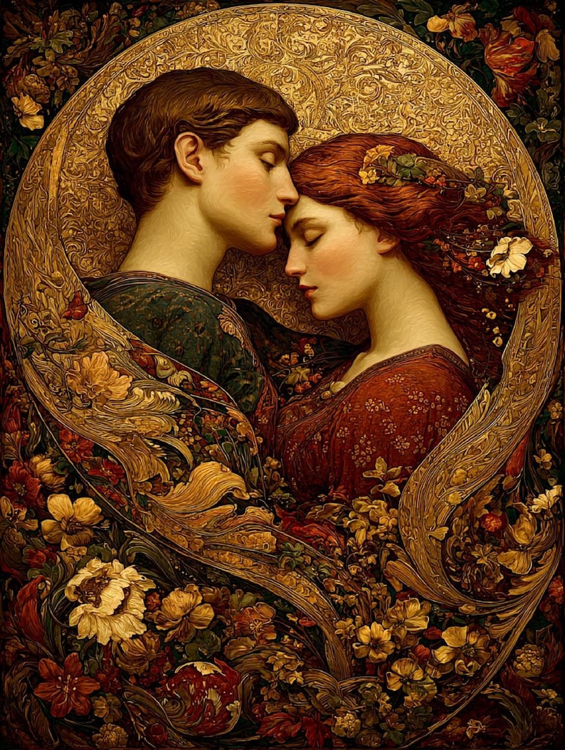 the-lovers-tarot-art-print-romantic-soulmate-wall-art-couple-gift-etsy