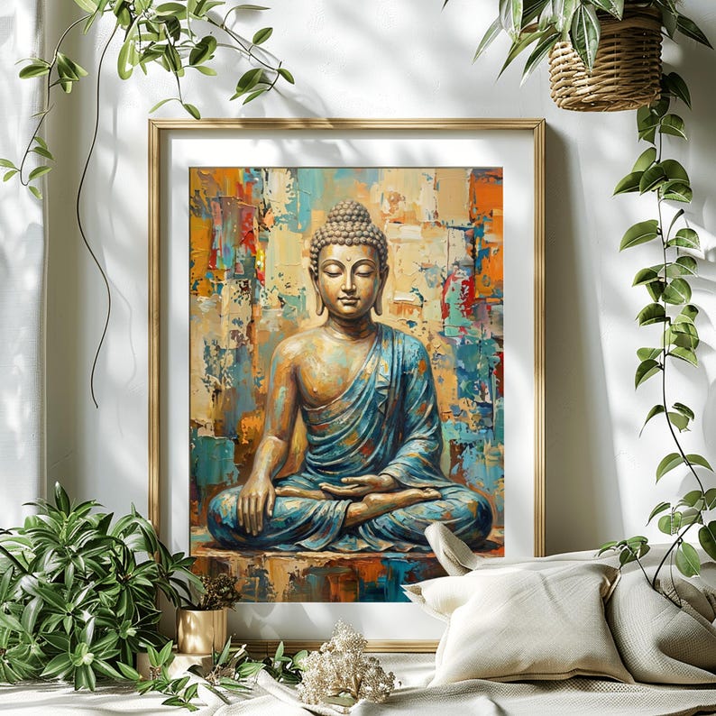 Modern Colorful Buddha Art Print, Zen Painting, Dopamine Decor ...