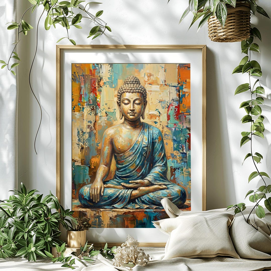 Colorful Buddha Art Print, Modern Zen Wall Decor, Serene Meditation ...