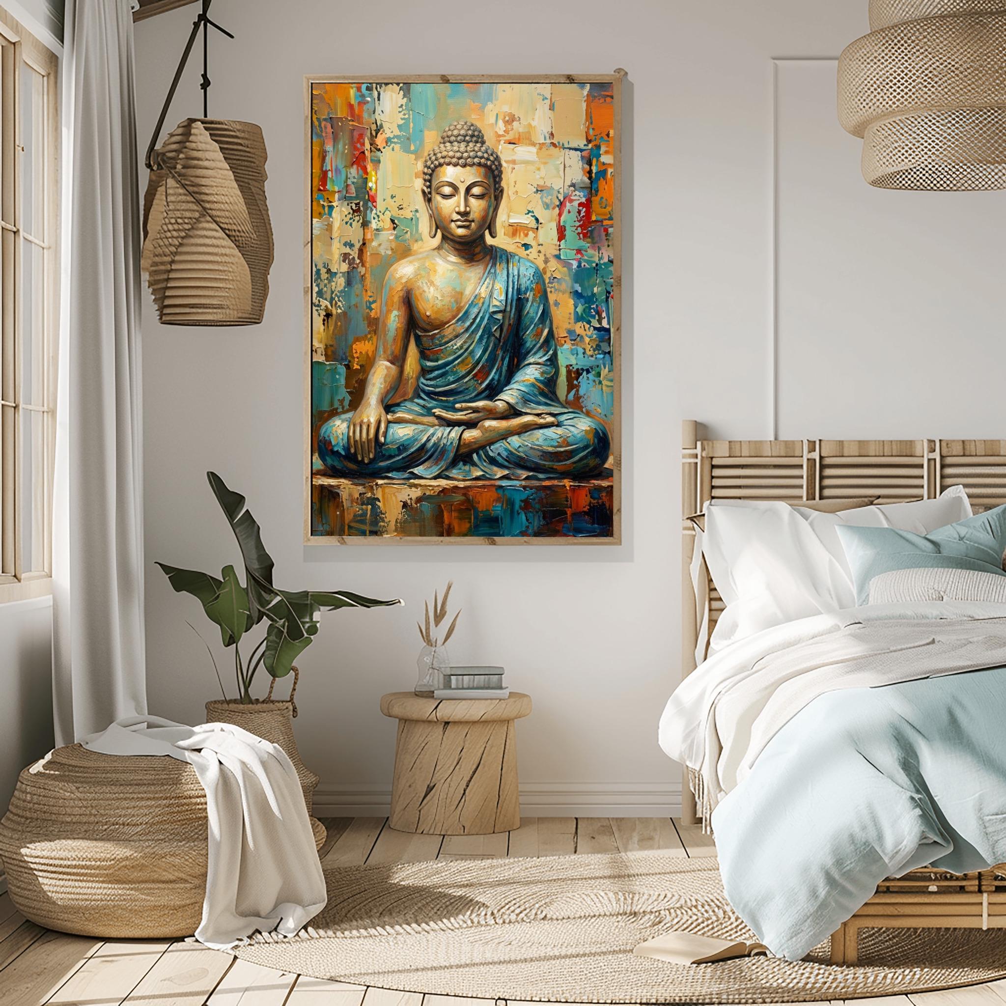 Modern Colorful Buddha Art Print, Zen Painting, Dopamine Decor ...
