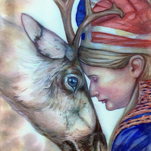 Watercolor Painting of Card 33 Animal Spirit Guide Sweden image 1