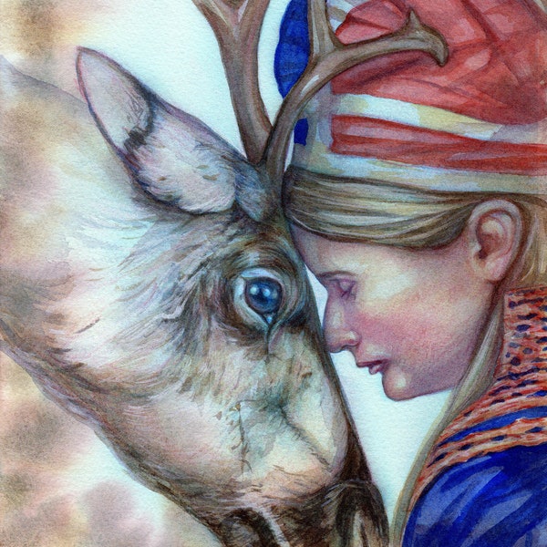 Watercolor Painting of Card 33 - Animal Spirit Guide - Sweden