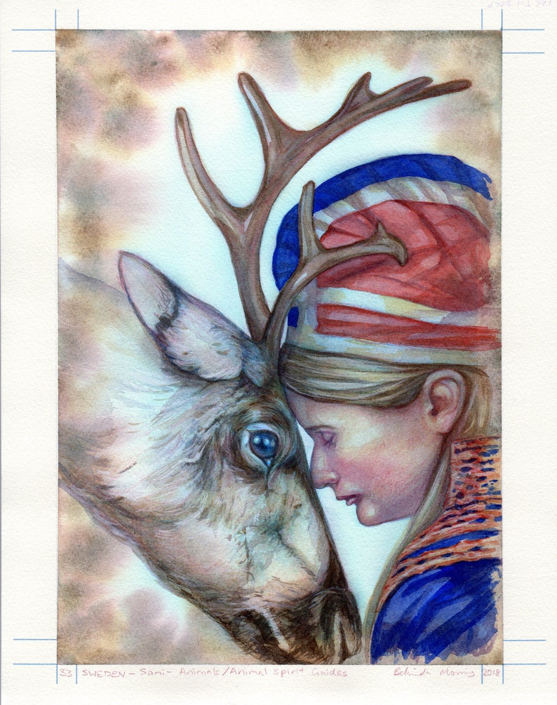 Watercolor Painting of Card 33 Animal Spirit Guide Sweden image 7