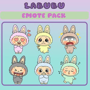 Labubu Chibi Emotes for Twitch/Discord: Expressive PNG Set (Digital Download)