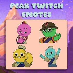 4 Peak Game Twitch Emotes | Cute Streamer Emote Pack | PNG Files for Twitch & Discord | Peak Character Gamer Art