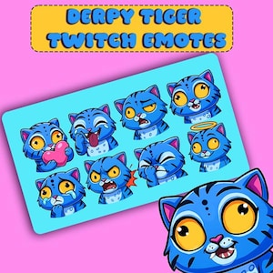 Derpy Tiger Twitch Emote Pack – K-Pop Demon Hunters Inspired – 8 PNG Emotes