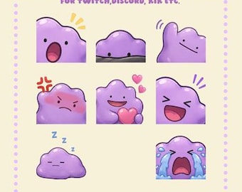 Purple Ditto Emote Set | Expressive Streaming Emotes (Digital Download)