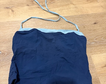 Esprit Beach Women Blue Two Tone Halter Tankini Swim Top Navy Light Blue