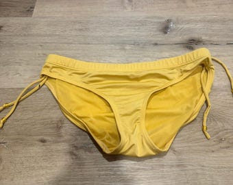 American Eagle Outfitters Yellow Side Tie Bikini Bottom Large Solid Gold Bead