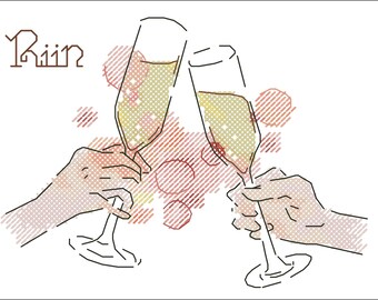 Celebration Champagne Cross Stitch Pattern