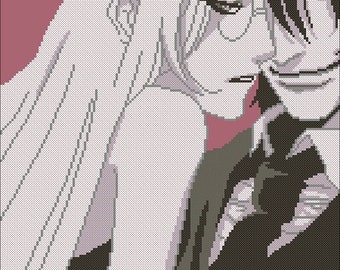 Hellsing Alucard Integra Anime Cross Stitch PDF Pattern