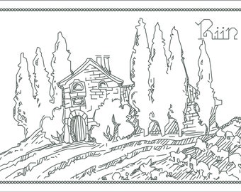 Blackwork Scenery Cross Stitch Pattern