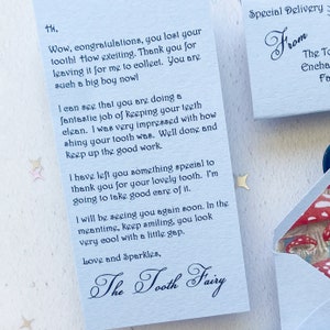 Boys Tooth Fairy Letter Fairy Letter Fairy Mail Lost Tooth First Tooth Loss Miniature Fairy Letter for Boys image 3