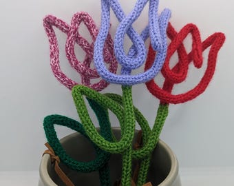 Tulip wire flower stem, valentines flowers, forever flower, Tulip stem, valentines gift, knitted flower