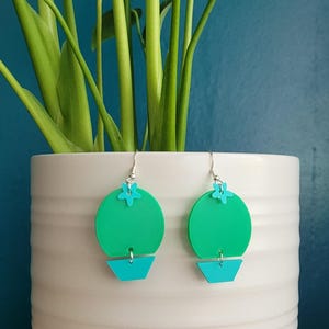 3D Printed Cactus Earrings, plant jewellery, jewelry, barrel cactus, plant gift, succulent earrings