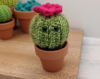Mini Barrel Speckled Cactus various colours, Crocheted cactus, office décor, plant lover, plant gift, forever plant, mothers day gift